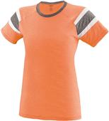 Womens/ Girls Fancy T Shirt (Orange,Lime,Navy,Pink,Red,Royal,Slate,White) LIGHT ORANGE/SLATE/WHITE Primary