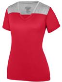 Womens V-Neck 2-Color Soft T-Shirt RED/ GRAPHITE HEATHER Primary