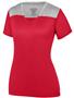 Womens V-Neck 2-Color Soft T-Shirt RED/ GRAPHITE HEATHER Primary