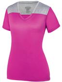 Womens V-Neck 2-Color Soft T-Shirt POWER PINK/ GRAPHITE HEATHER Primary