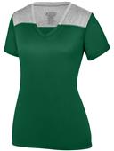 Womens V-Neck 2-Color Soft T-Shirt DARK GREEN/ GRAPHITE HEATHER Primary