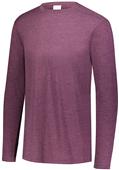  Youth Tri-Blend Long Sleeve Heather Crew Sports Tee MAROON HEATHER Primary