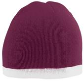 Adult, 2-Tone, Contasting Bottom Stripe, Knit Beanie (Maroon,Grey,Red,Forest,Purple)