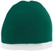 Adult, 2-Tone, Contasting Bottom Stripe, Knit Beanie (Maroon,Grey,Red,Forest,Purple)