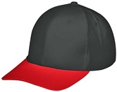 Adult & Youth Velcro Adjustable, Pre-Curved Bill Cotton Twill Cap BLACK/SCARLET Primary