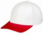 Adult & Youth Velcro Adjustable, Pre-Curved Bill Cotton Twill Cap WHITE/SCARLET Primary