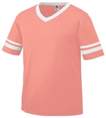 Youth Toddler Short Sleeve V-Neck 50/50 Jersey CORAL/WHITE Primary