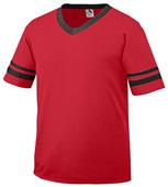 Youth Toddler Short Sleeve V-Neck 50/50 Jersey RED/BLACK Primary
