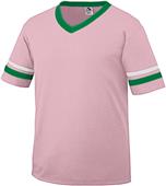 Youth Toddler Short Sleeve V-Neck 50/50 Jersey LIGHT PINK/KELLY/WHITE Primary