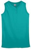Girls Sleeveless 2-Button V-Neck Softball Jersey