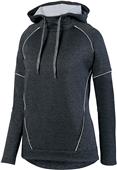 Womens, Scuba shaped 3 piece hood, Tonal Heather Hoodie BLACK/WHITE Primary