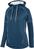 Womens, Scuba shaped 3 piece hood, Tonal Heather Hoodie NAVY/WHITE Primary
