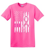 Epic Adult/Youth Pink Ribbon Flag Cotton Graphic T-Shirts
