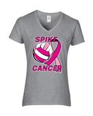 Epic Ladies Spike Cancer V-Neck Graphic T-Shirts