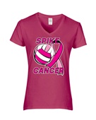 Epic Ladies Spike Cancer V-Neck Graphic T-Shirts