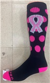 Over-The-Calf Breast Cancer Polka Dot Ribbon Socks PAIR