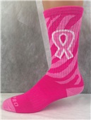 Over-The-Calf Breast Cancer Zebra Ribbon Socks PAIR