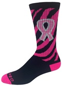 Over-The-Calf Breast Cancer Zebra Ribbon Socks PAIR
