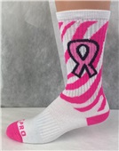 Over-The-Calf Breast Cancer Zebra Ribbon Socks PAIR