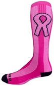 Over-The-Calf Breast Cancer Vertical Stripe Ribbon Socks PAIR