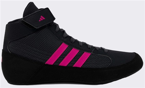 adidas Wrestling Youth HVC 2 Wrestling Shoes 2.5 / Black/Charcoal/Hot Pink