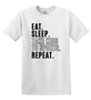 Epic Adult/Youth Eat Sleep Kids Sports Repeat Blk Cotton Graphic T-Shirts