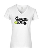 Epic Ladies Game Day Tennis Heart V-Neck Graphic T-Shirts