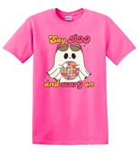 Epic Adult/Youth Say Boo Scary On Cute Disco Ghost Cotton Graphic T-Shirts