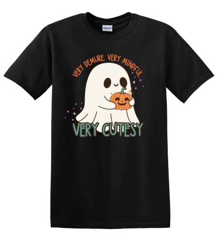 Epic Adult/Youth Very Demure Mindful Cutesy Fall Ghost Cotton Graphic T-Shirts. Free shipping.  Some exclusions apply.