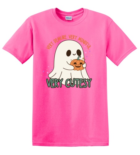 Epic Adult/Youth Very Demure Mindful Cutesy Fall Ghost Cotton Graphic T-Shirts. Free shipping.  Some exclusions apply.