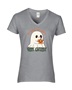 Epic Ladies Very Demure Mindful Cutesy Fall Ghost V-Neck Graphic T-Shirts