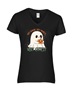 Epic Ladies Very Demure Mindful Cutesy Fall Ghost V-Neck Graphic T-Shirts