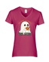 Epic Ladies Very Demure Mindful Cutesy Fall Ghost V-Neck Graphic T-Shirts