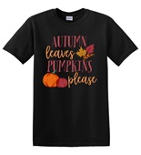 Epic Adult/Youth Fall Autumn Leaves Pumpkins Please Cotton Graphic T-Shirts