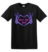 Epic Adult/Youth Bless Your Heart Goth Skeleton Hands Cotton Graphic T-Shirts