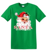 Epic Adult/Youth Santa Is On His Way Vintage Retro Cards Cotton Graphic T-Shirts