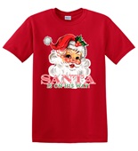 Epic Adult/Youth Santa Is On His Way Vintage Retro Cards Cotton Graphic T-Shirts