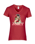 Epic Ladies Tis the Season to be Jolly Snowman V-Neck Graphic T-Shirts
