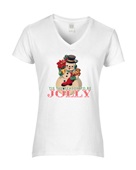 Epic Ladies Tis the Season to be Jolly Snowman V-Neck Graphic T-Shirts