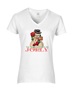 Epic Ladies Tis the Season to be Jolly Snowman V-Neck Graphic T-Shirts