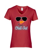 Epic Ladies Snowman Chill Out V-Neck Graphic T-Shirts
