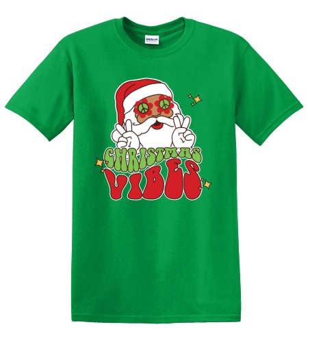Epic Adult/Youth Christmas Vibes Hippie Santa Peace Cotton Graphic T-Shirts. Free shipping.  Some exclusions apply.