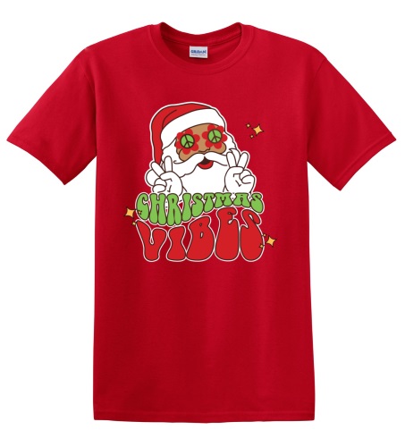 Epic Adult/Youth Christmas Vibes Hippie Santa Peace Cotton Graphic T-Shirts. Free shipping.  Some exclusions apply.