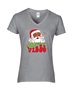 Epic Ladies Christmas Vibes Hippie Santa Peace V-Neck Graphic T-Shirts