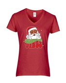 Epic Ladies Christmas Vibes Hippie Santa Peace V-Neck Graphic T-Shirts
