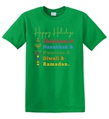 Epic Adult/Youth Happy Holidays Christmas Hanukkah Diwali Cotton Graphic T-Shirts