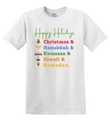 Epic Adult/Youth Happy Holidays Christmas Hanukkah Diwali Cotton Graphic T-Shirts