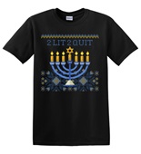 Epic Adult/Youth 2 Lit 2 Quit Hanukkah Ugly Sweater Style Cotton Graphic T-Shirts
