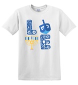 Epic Adult/Youth Hanukkah LOVE Menorah Dreidel Cotton Graphic T-Shirts