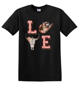 Epic Adult/Youth Pink Western LOVE Country Cowboy Cotton Graphic T-Shirts